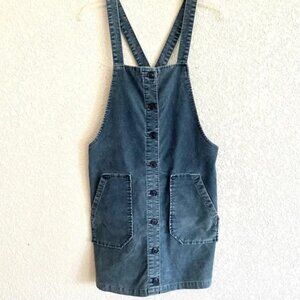 Women's American Eagle Blue Corduroy Button Down Mini Skirt Overalls S: S